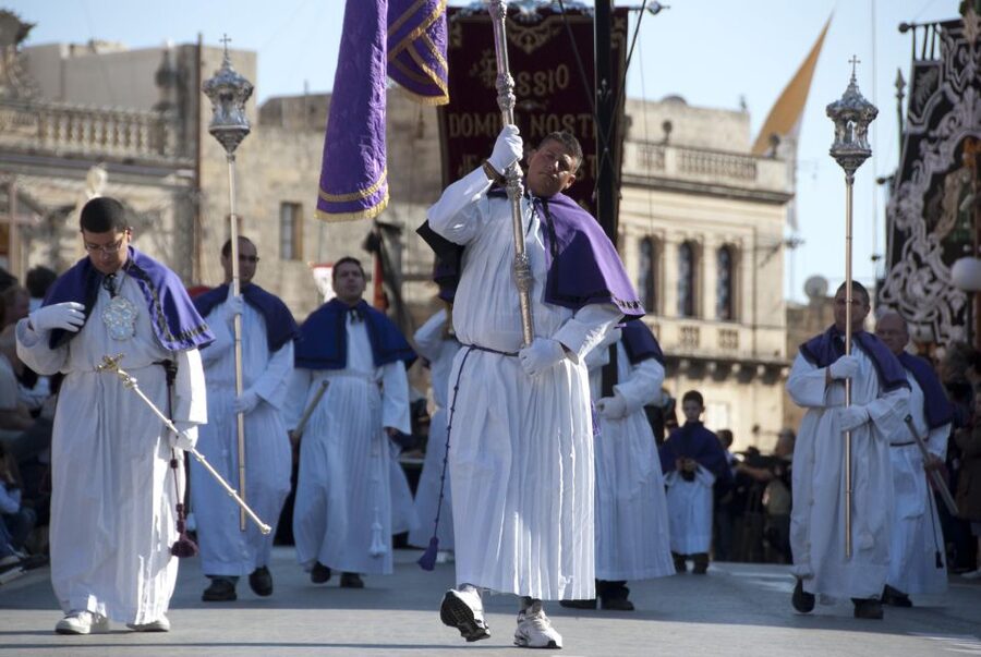 Good Friday Easter Procession with Commentary and Transport - The brass band and the sound of Good Friday
