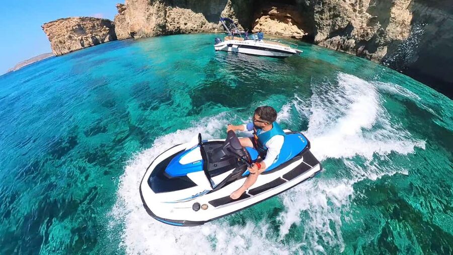 Malta 30 Minutes Jet Ski Rental / Hire - 2024 Yamaha VX - The Comino Channel from the water