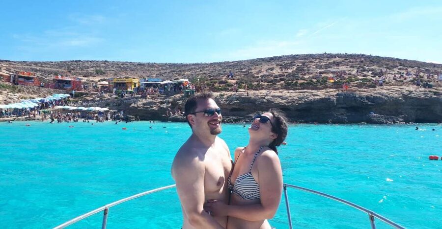 Malta: Comino, Blue lagoon, Crystal Lagoon Private Boat Tour - Comino by speedboat, with the shoreline in view
