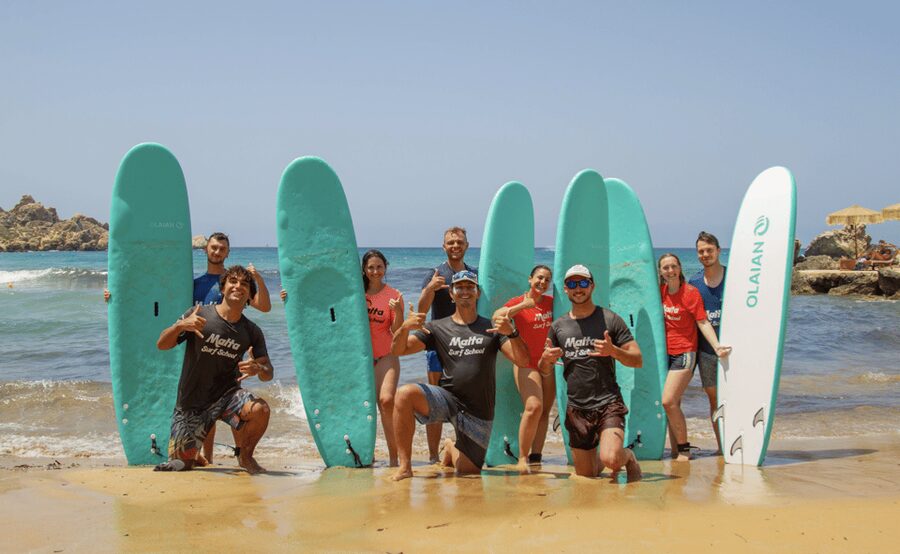 Malta Surf School, Beginner Surf Lessons - Beach practice gives beginners a useful head start