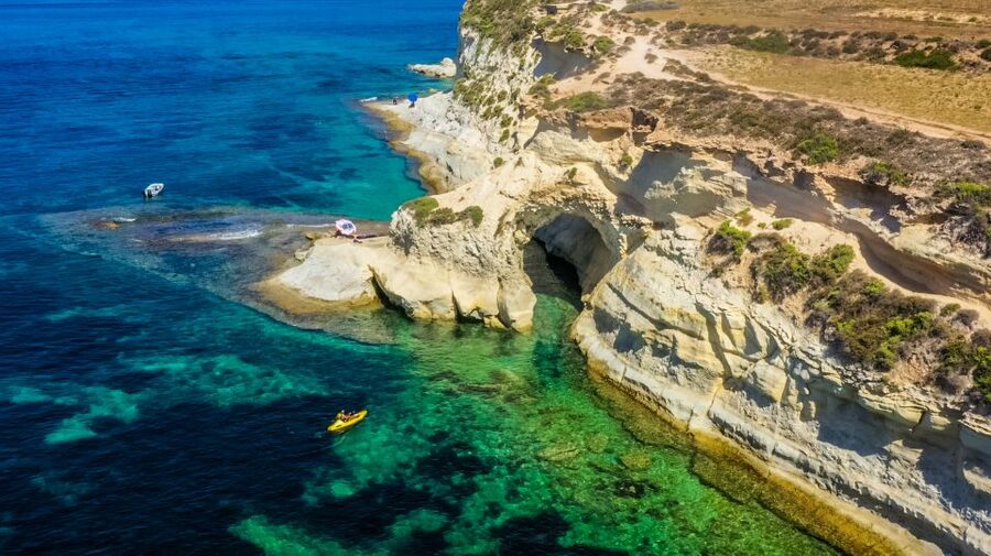 Malta: Ultimate Kayak Adventure - Swimming and snorkeling in clear water
