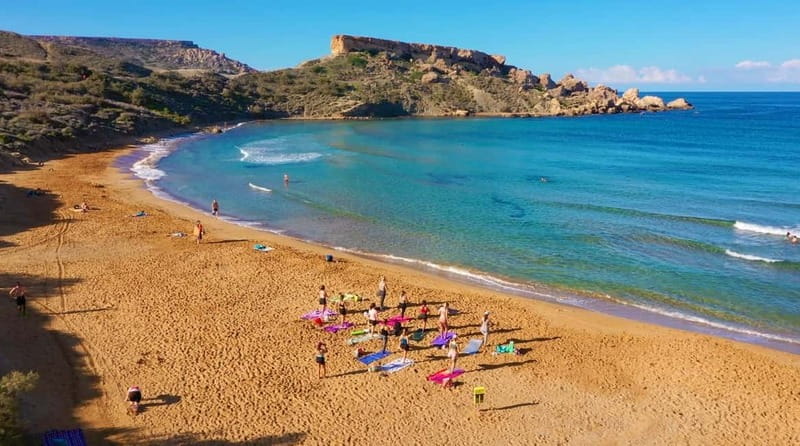 Sunday: Ghajn Tuffieha (Riviera) Beach Yoga Class - Swimming after yoga adds real value