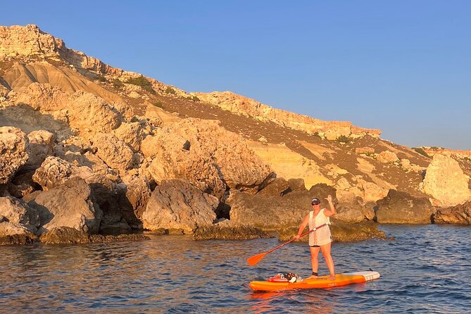 SUP Sunset Paddling to Ta Marija Caves - Watching the Maltese sunset from your board
